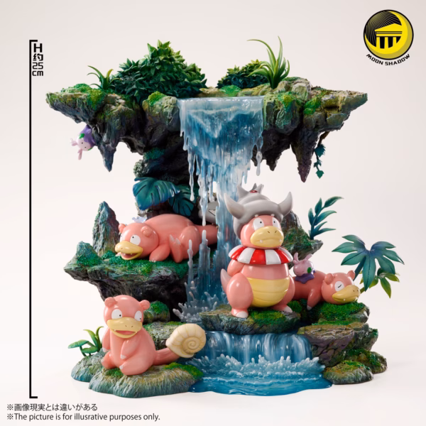 Pokemon Moon Shadow Studio Slowpoke Family Nature Scene Resin Statue 3
