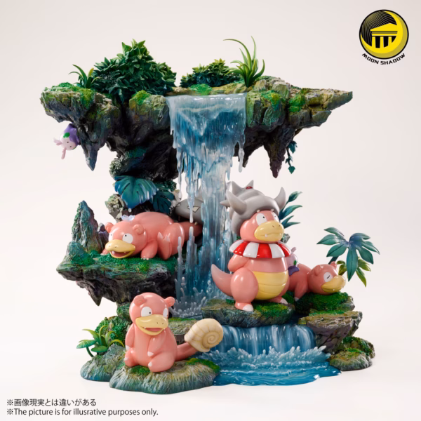 Pokemon Moon Shadow Studio Slowpoke Family Nature Scene Resin Statue 4