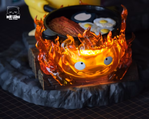 Pokemon X Howls Moving Castle MMLAND Studio Psyduck X Calcifer Resin Statue 3