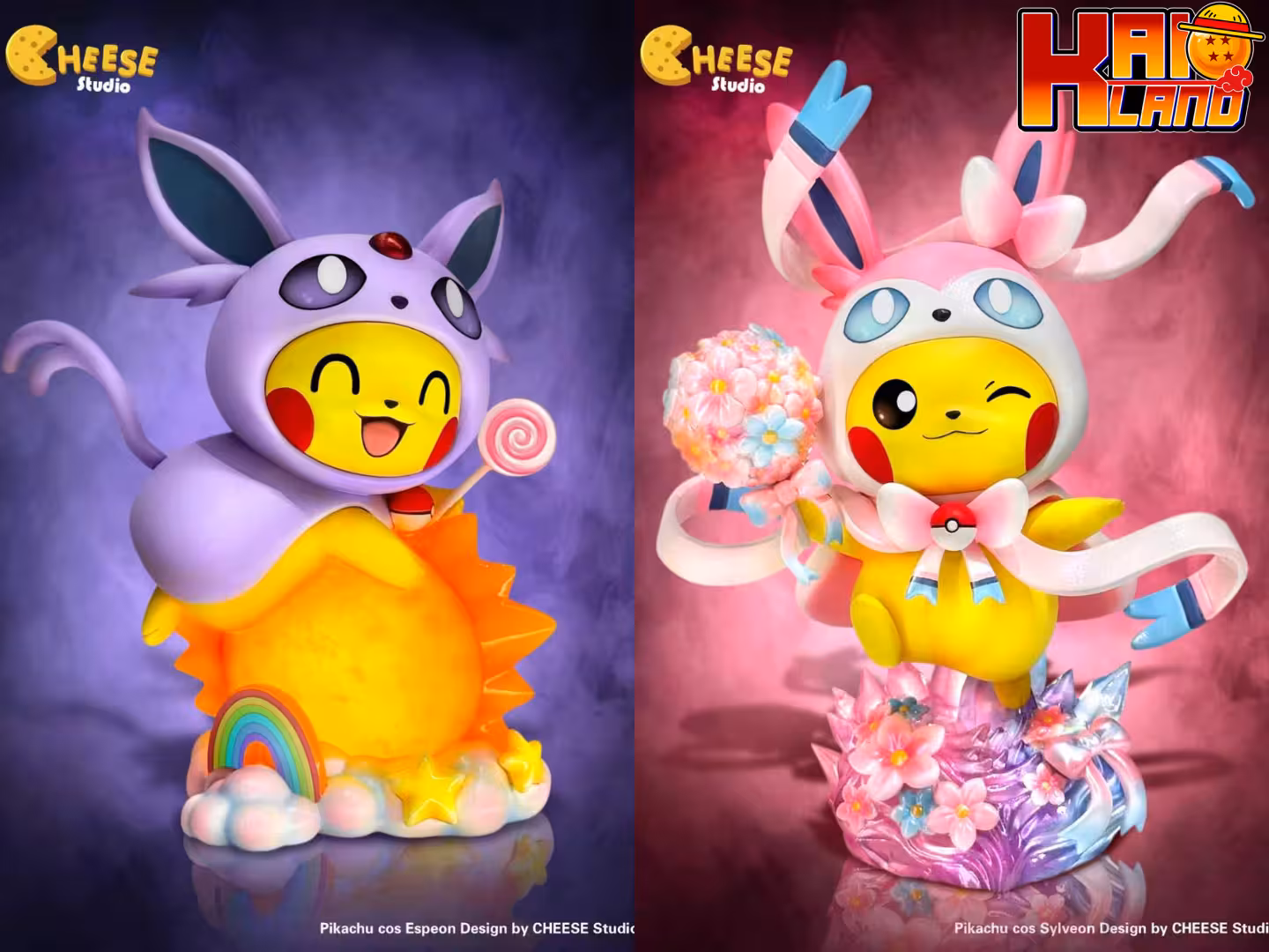 Pokemon CHEESE Studio Pikachu Cos Espeon x Sylveon Resin Statue