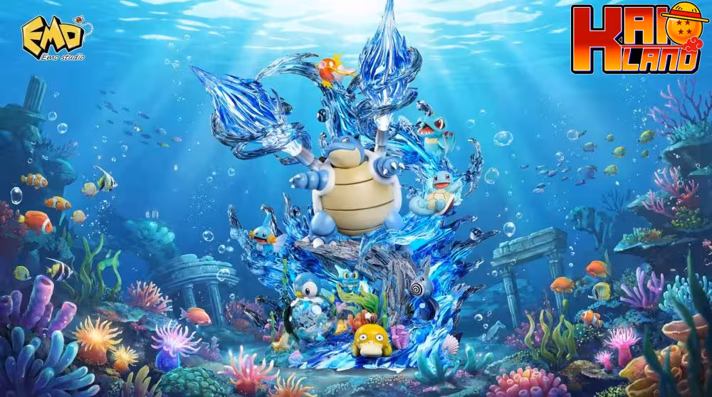 Pokemon Emo Studio Water Type Blastoise Ecosystem Resin Statue