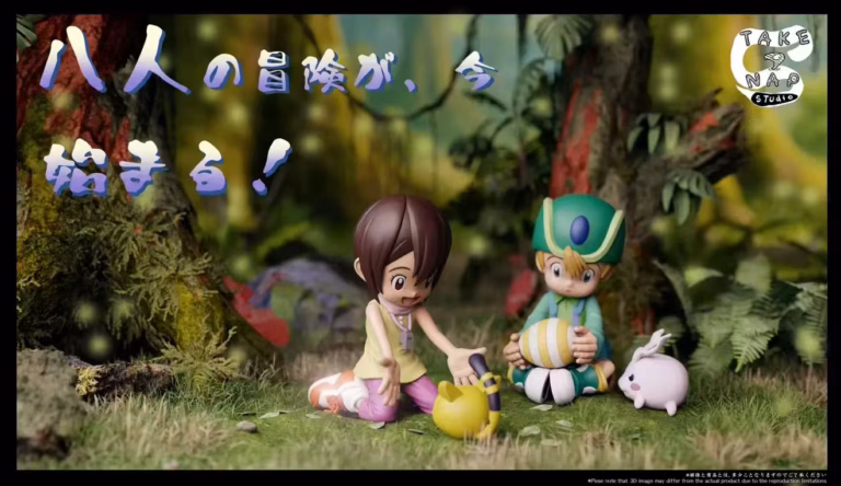 Digimon Adventure Take A Nap Studio Kari x Gatomon x Takeru x Tokomon Resin Statue