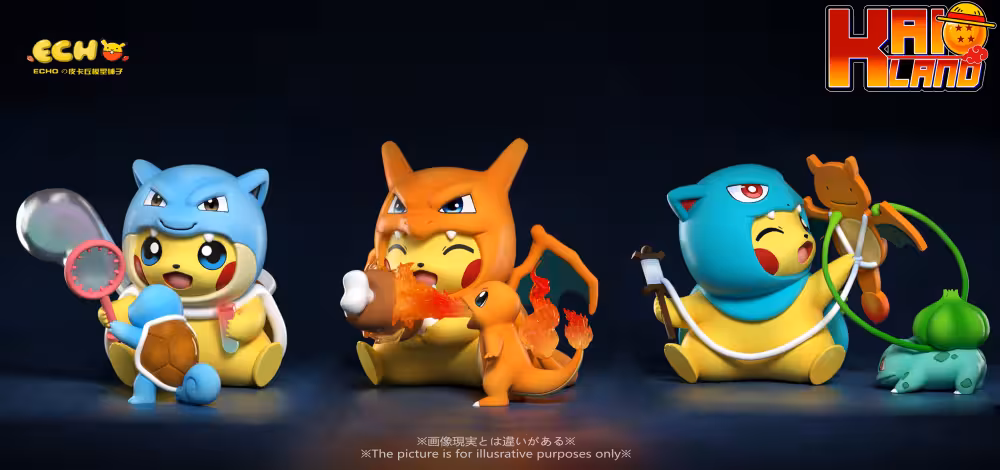 Pokemon ECHO Studio Pikachu Cosplay Kanto Starters Resin Statue
