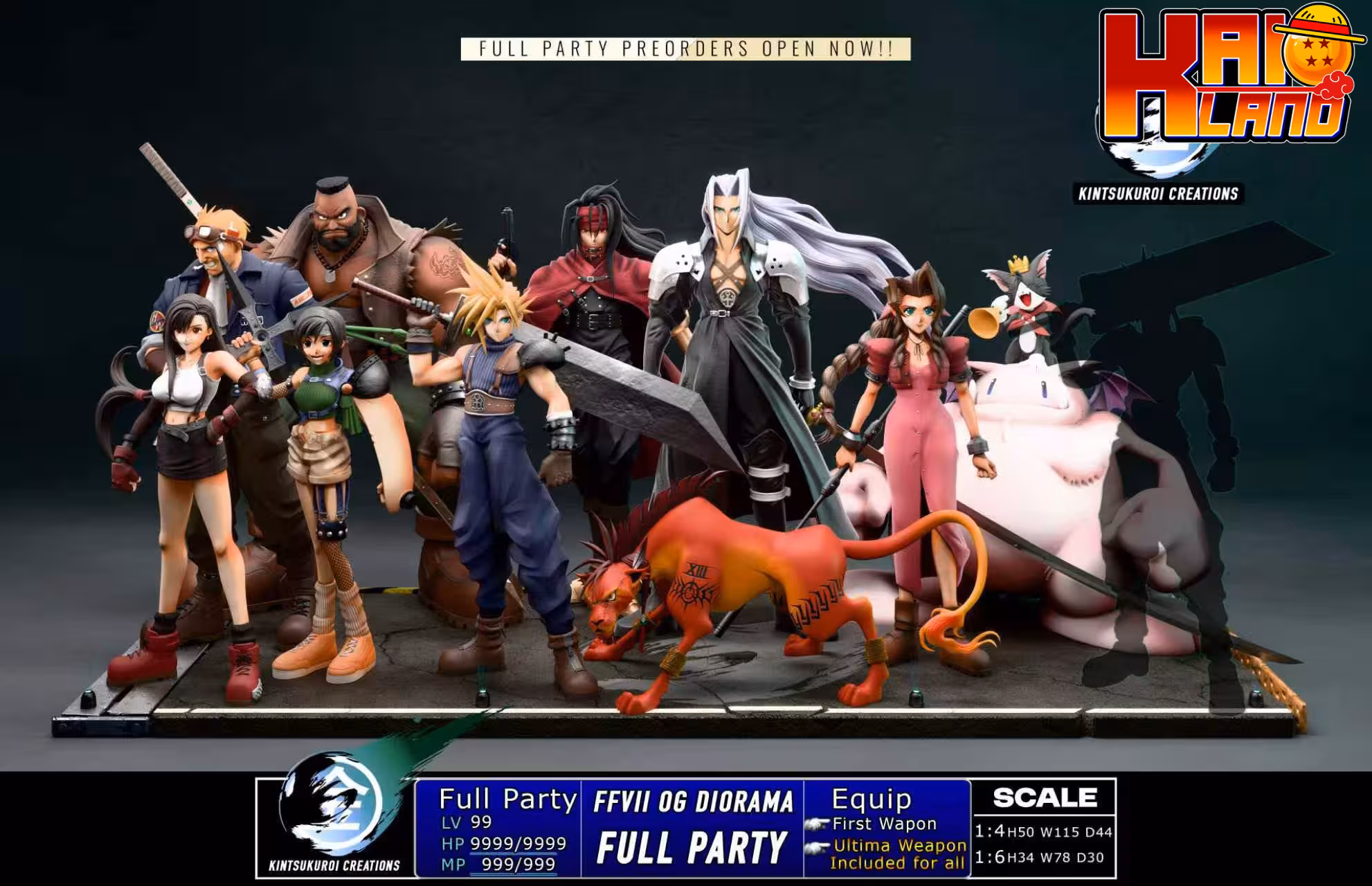 Final Fantasy VII Kintsukuroi Creations Full Team Diorama Resin Statue