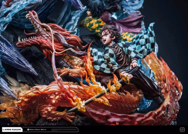 Kimetsu no Yaiba Hertz Studio Tanjiro Kamado X Akaza X Giyu Tomioka Resin Statue 2