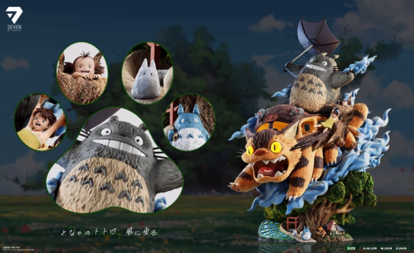 My Neighbor Totoro Seven Studio Totoro Ride The Wind Resin Statue 4