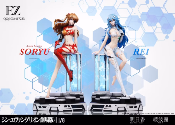 Neon Genesis Evangelion EZ Studio Asuka Langley Soryu X Rei Ayanami Resin Statue 1