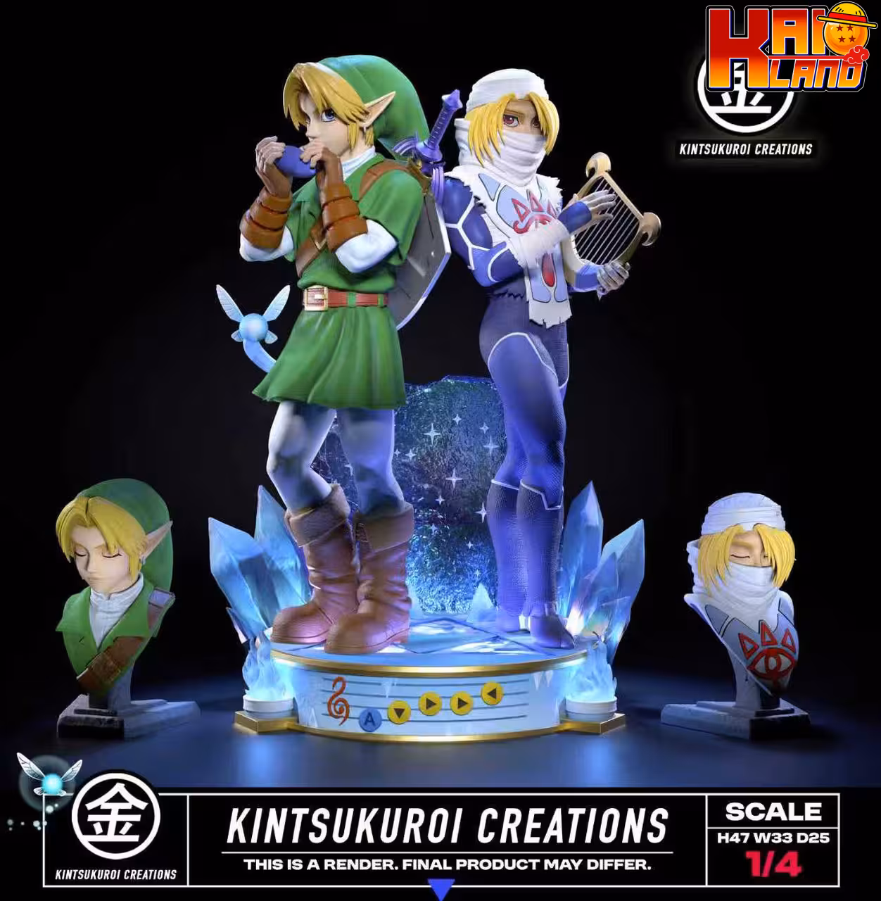 The Legend of Zelda Kintsukuroi Creations Link x Sheik Resin Statue