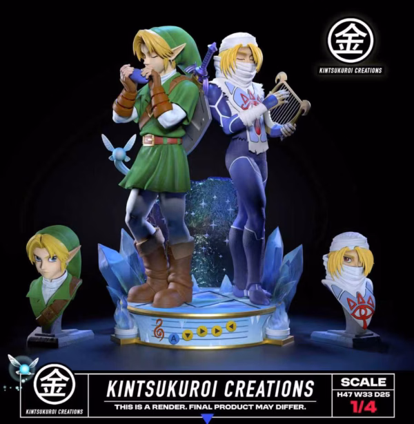 The Legend of Zelda Kintsukuroi Creations Link x Sheik Resin Statue 2