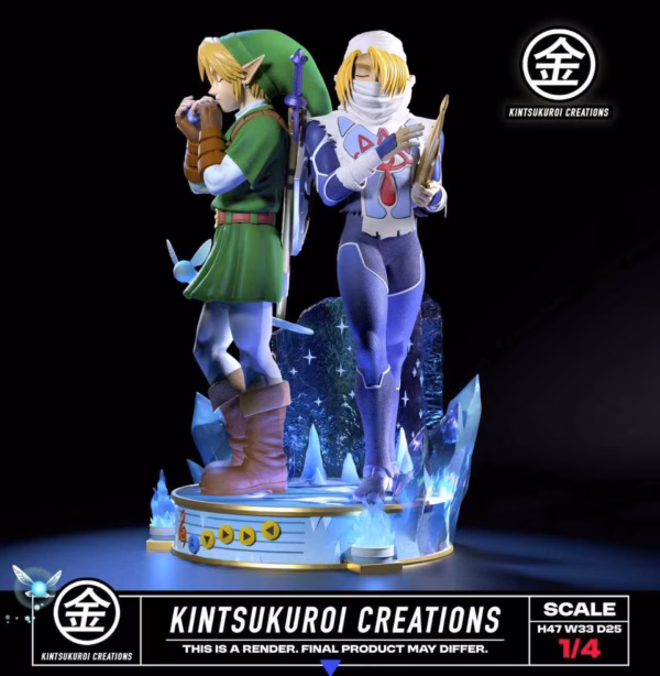The Legend of Zelda Kintsukuroi Creations Link x Sheik Resin Statue 3