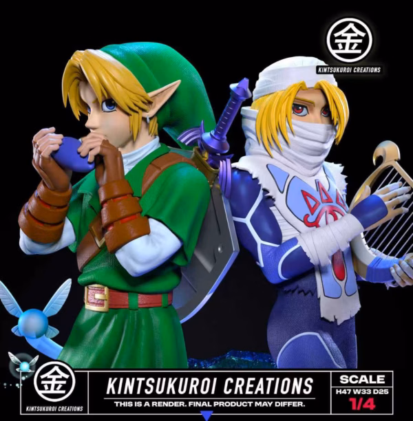 The Legend of Zelda Kintsukuroi Creations Link x Sheik Resin Statue 5