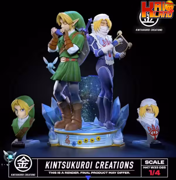 The Legend of Zelda Kintsukuroi Creations Link x Sheik V2 Resin Statue 2