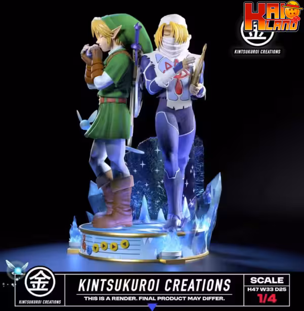 The Legend of Zelda Kintsukuroi Creations Link x Sheik V2 Resin Statue 3