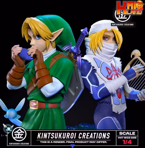 The Legend of Zelda Kintsukuroi Creations Link x Sheik V2 Resin Statue 5
