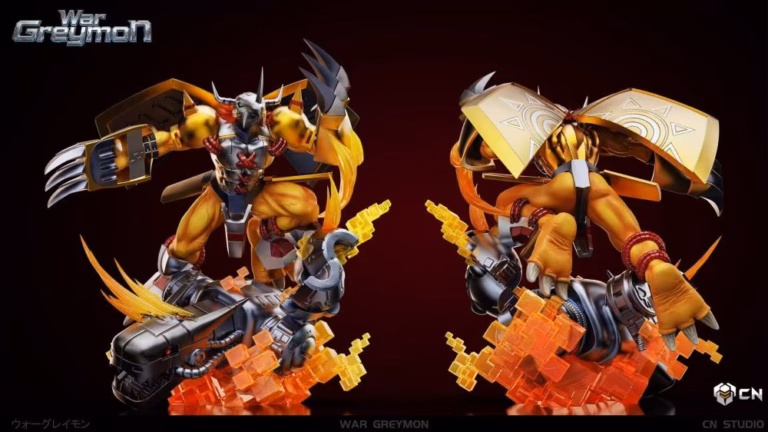 Digimon CN Studio Wargreymon Vs Machinedramon Resin Statue