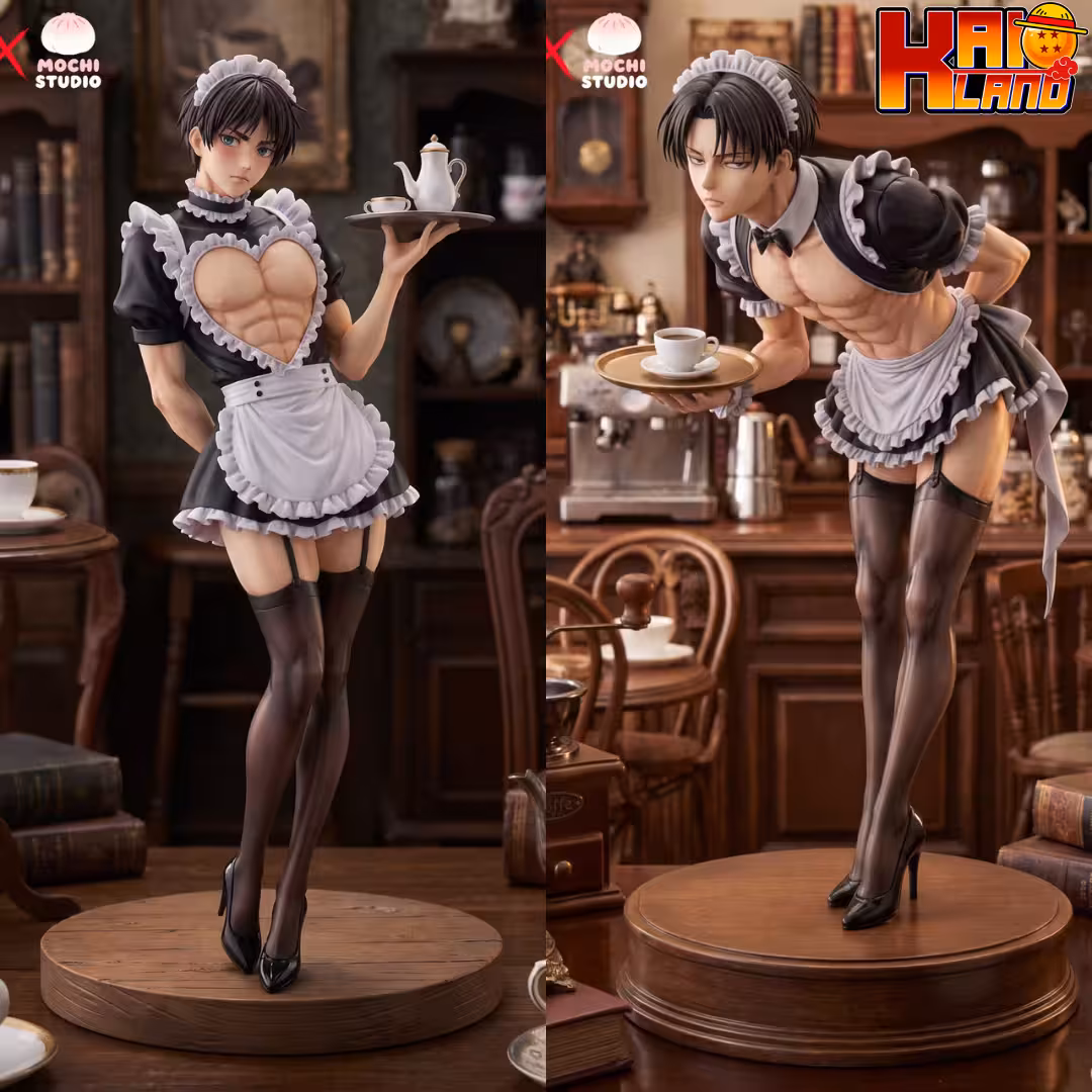 Attack On Titan MOCHI Studio Eren Jaeger x Levi Ackerman Maid Suit Resin Statue