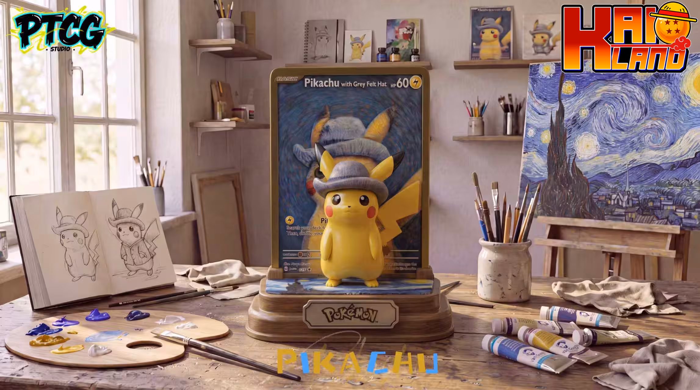 Pokemon PTCG Studio Van Gogh Pikachu Resin Statue