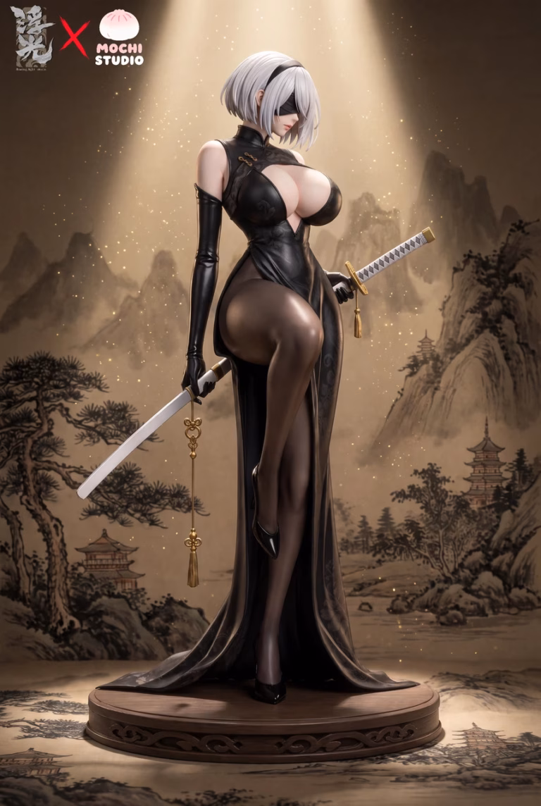 NieR Automata 2B Floating Light × MOCHI Studio NieR 2B Resin Statue