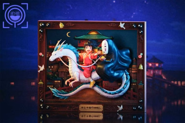 Spirited Away Geisha Studio Chihiro Ogino x Haku x Kaonashi Resin Statue 2