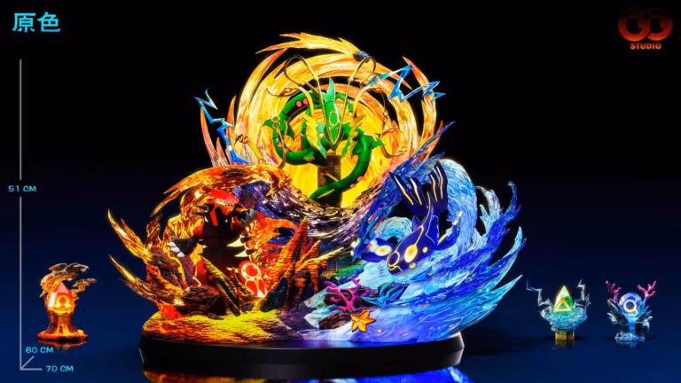 Pokémon Gugu Studio Mega Hoenn Weather Rayquaza x Groudon x Kyogre Resin Statue