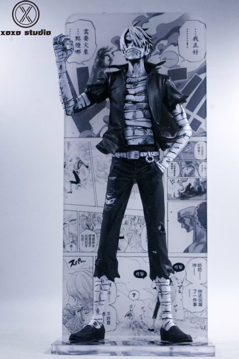 ONE PIECE XOXO Studio Black and White Manga Lighting Cigarette Sanji Resin Statue