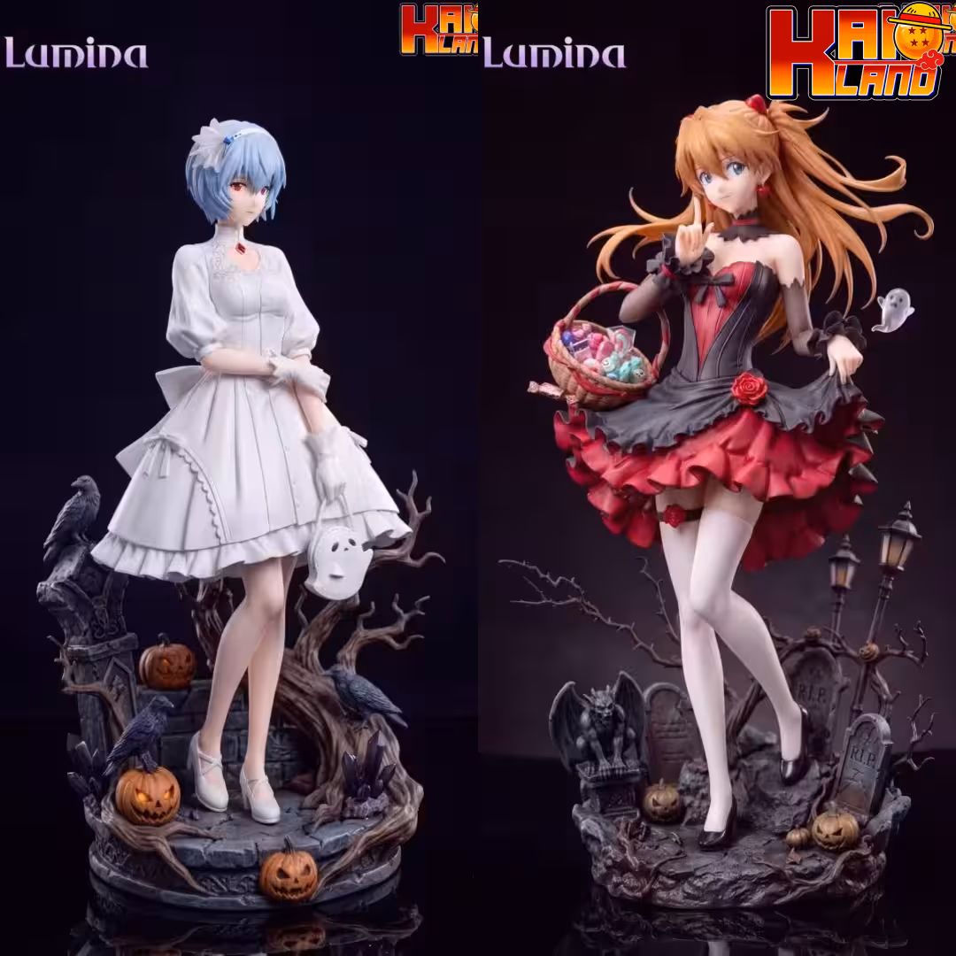 Neon Genesis Evangelion Lamina Studio Asuka x Rei Halloween Resin Statue
